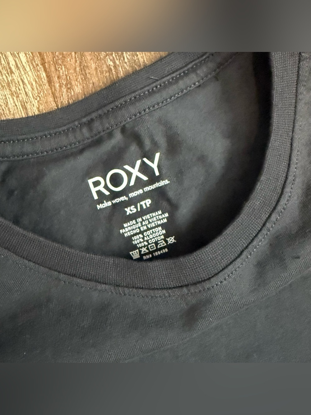 Roxy Black Tee with White Tropical Floral Print - Picture 4 of 6